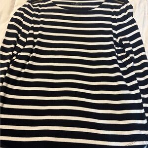 Talbots Navy and White Striped Top